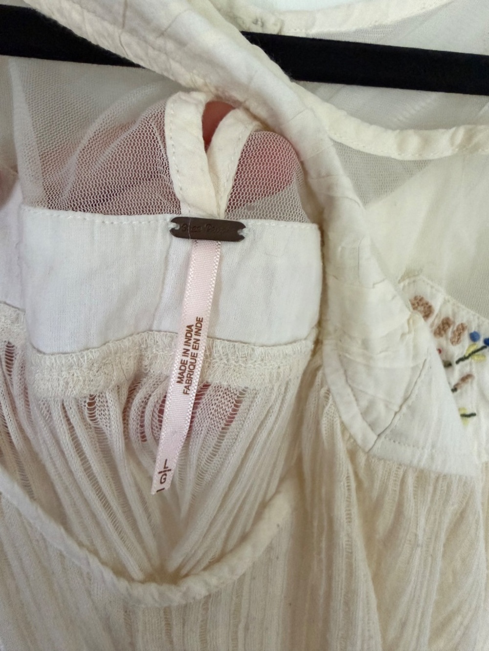 Free People Ivory Sheer Embroidered Lace Boho Tank Top L - Picture 8 of 10